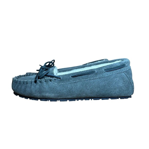 Sperry‎ Women’s Sz 9 Suede Moccasin Slippers Gray Faux Fur Lined - Picture 6 of 10